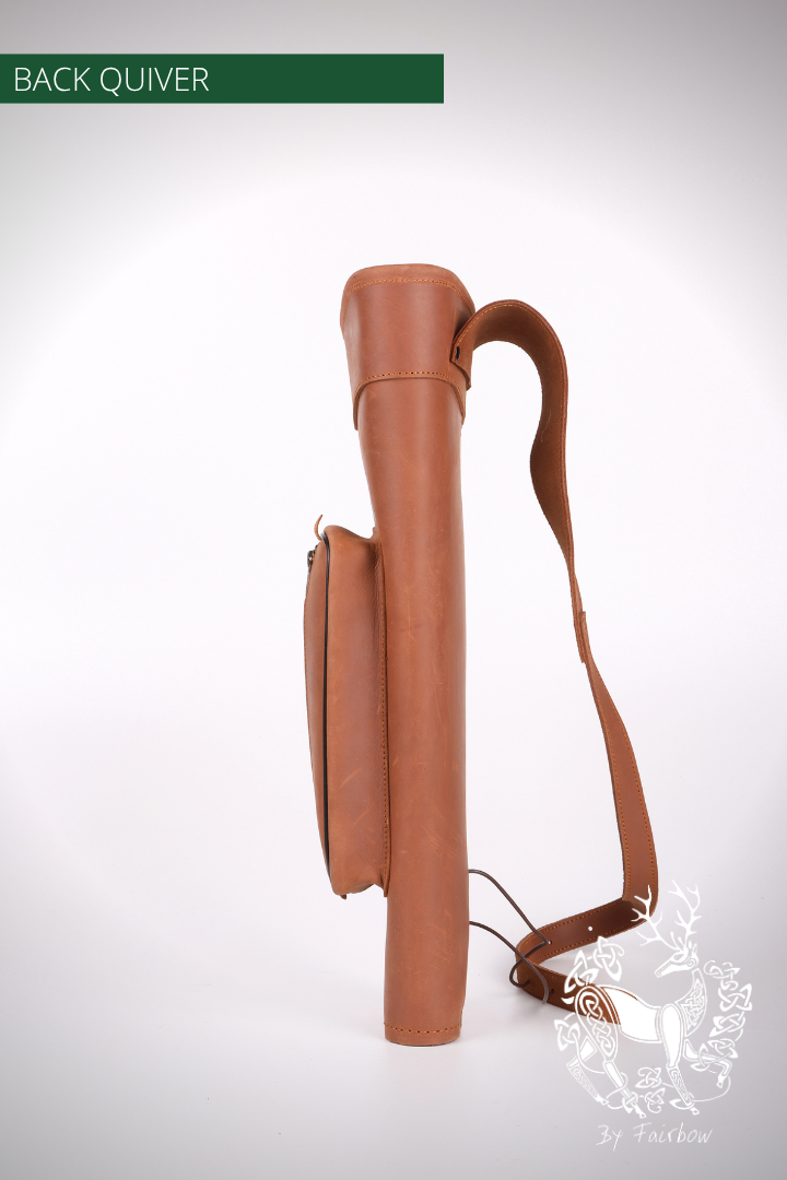 BRUINE RUGQUIVER, MET RIEM EN MOOI GROOT VAK