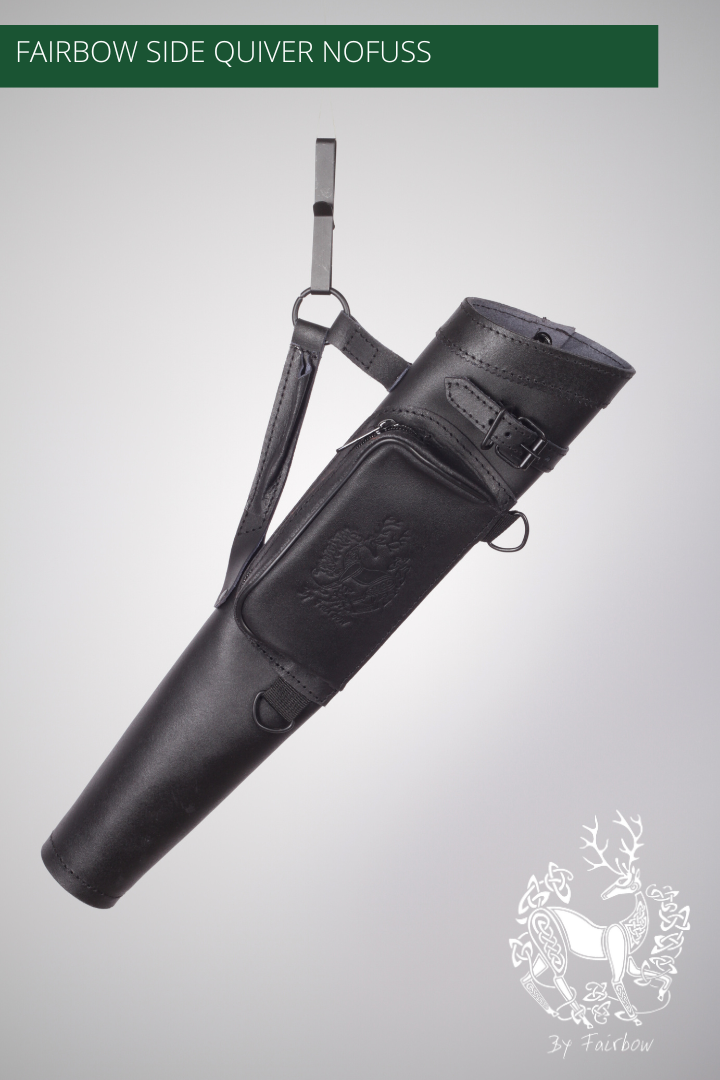 BLACK / BROWN LEATHER SIDE QUIVER, GOOD QUALITY, HANDY POUCH, WITH BELT CLIP-Quiver-Fairbow-Brown-Fairbow