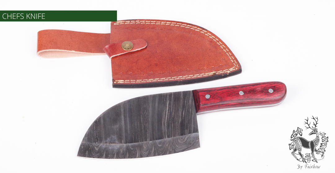 CHEFS DAMAST KNIFE WITH WOODEN HANDLE (3 pins)-Knife-Fairbow-Fairbow