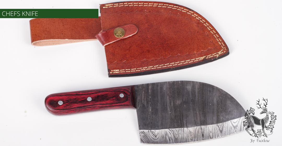 CHEFS DAMAST KNIFE WITH WOODEN HANDLE (3 pins)-Knife-Fairbow-Fairbow