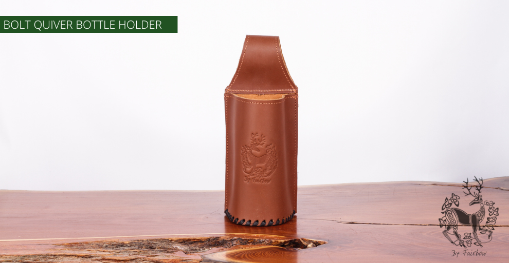 CROSSBOW BOLTS QUIVER (BROWN LEATHER) BOTTLE HOLDER-Quiver-Fairbow-Fairbow