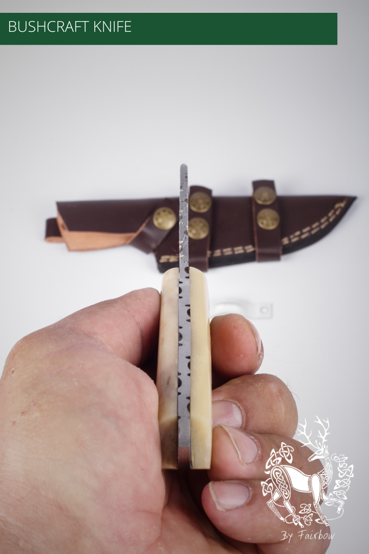DAMAST KNIFE WITH BONE HANDLE (3 pins)-Knife-Fairbow-Fairbow