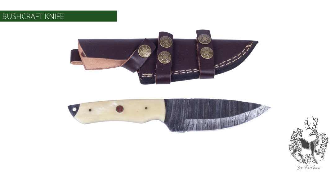 DAMAST KNIFE WITH BONE HANDLE (3 pins)-Knife-Fairbow-Fairbow