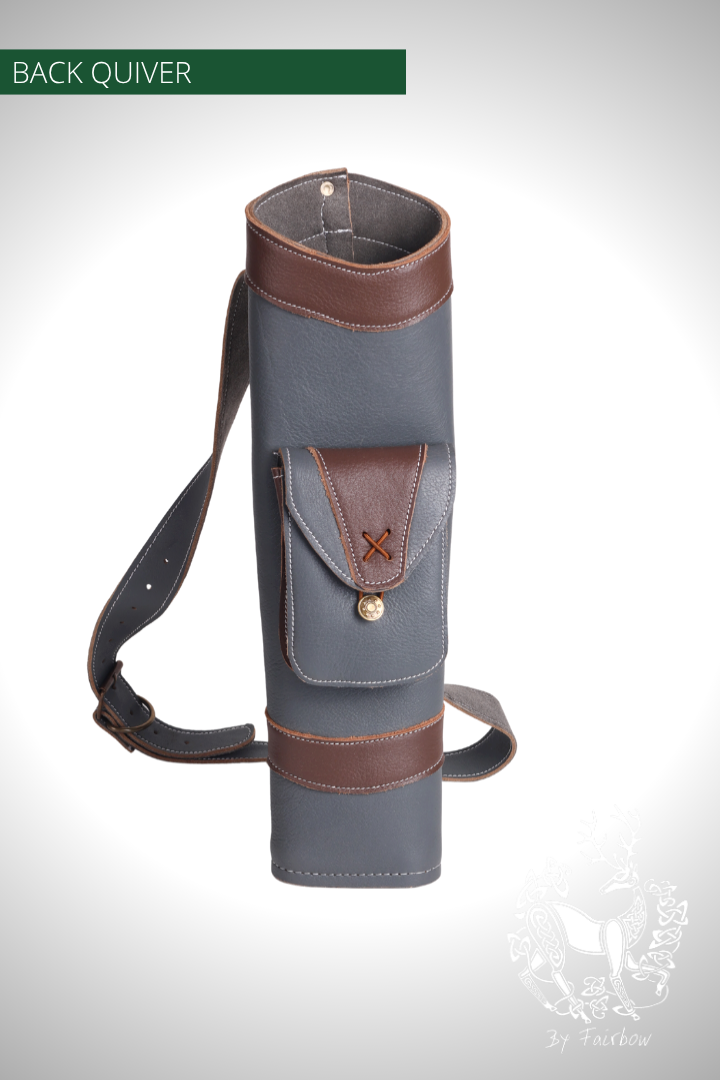 DARK BROWN AND BLUE BACK QUIVER , WITH BELT-Quiver-Fairbow-Fairbow