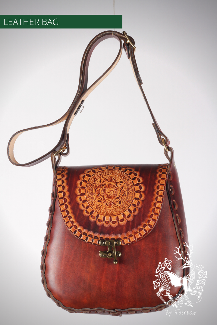 celtic leather backpack HANDCARVED LEATHER BAG WITH CELTIC CIRCLE DESIGN – Fairbow