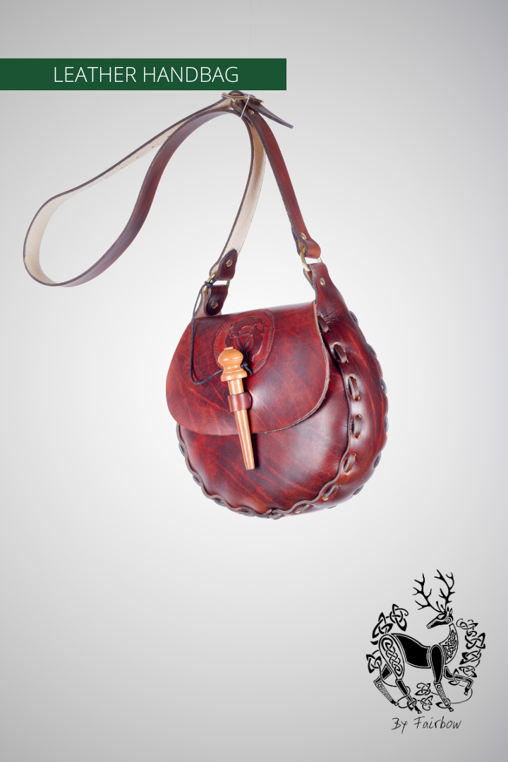 HANDCARVED LEATHER BAG WITH CELTIC DESIGN-Bag-Fairbow-Fairbow