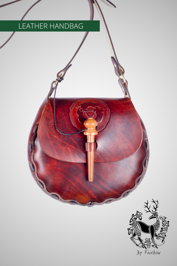 HANDCARVED LEATHER BAG WITH CELTIC DESIGN-Bag-Fairbow-Fairbow