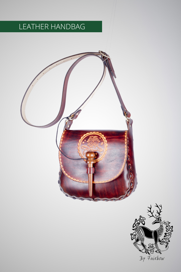 HANDCARVED LEATHER BAG WITH CELTIC DESIGN-Bag-Fairbow-Fairbow