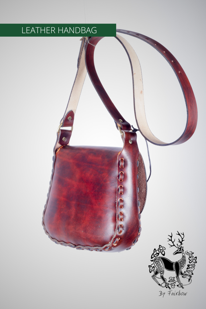 HANDCARVED LEATHER BAG WITH CELTIC DESIGN (beekeeper)-Bag-Fairbow-Fairbow