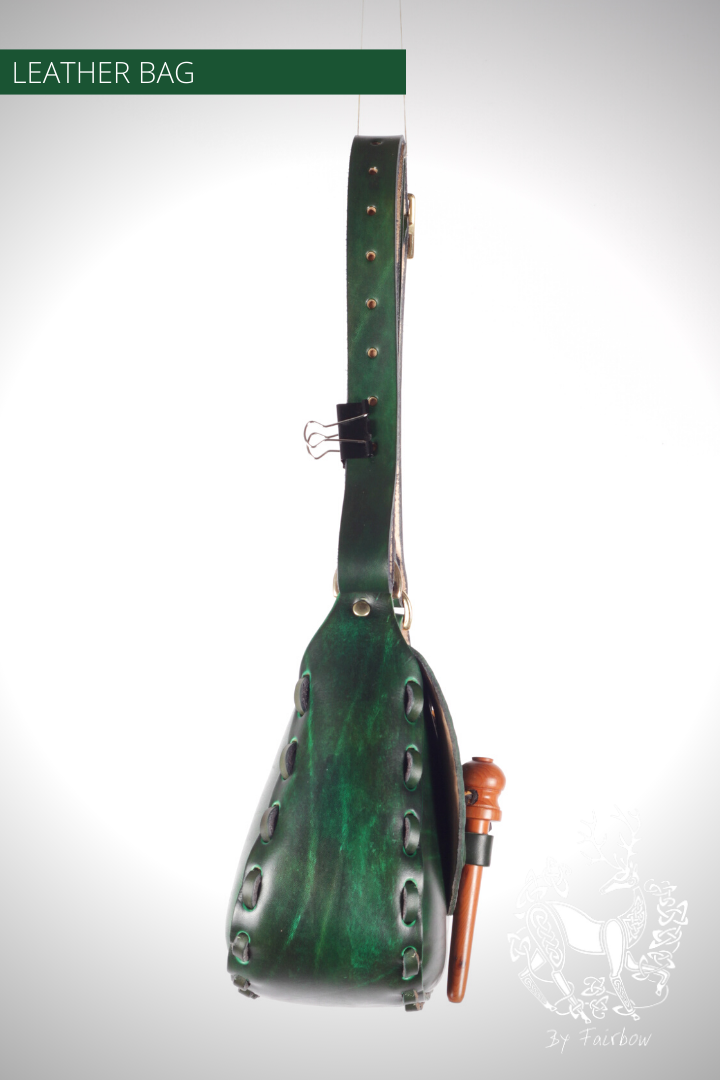 HANDCARVED LEATHER BAG WITH GREEN MAN DESIGN-Bag-Fairbow-Fairbow