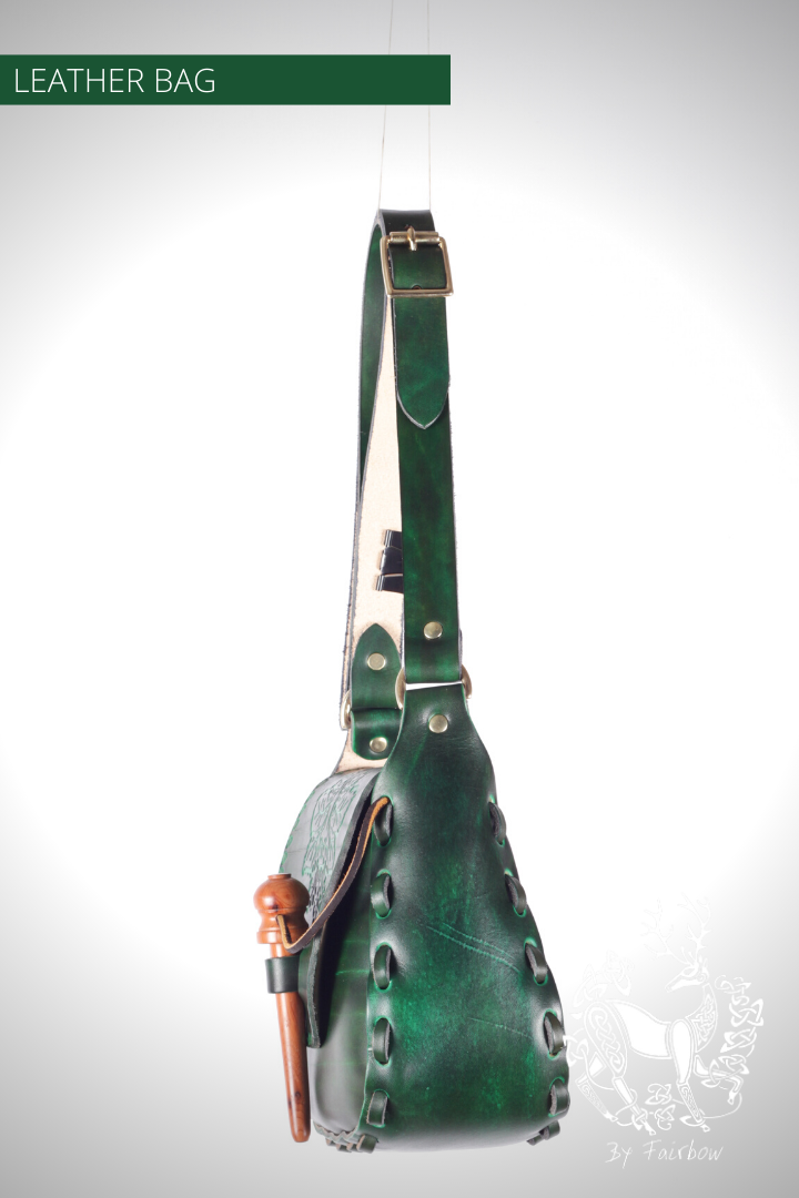 HANDCARVED LEATHER BAG WITH GREEN MAN DESIGN-Bag-Fairbow-Fairbow