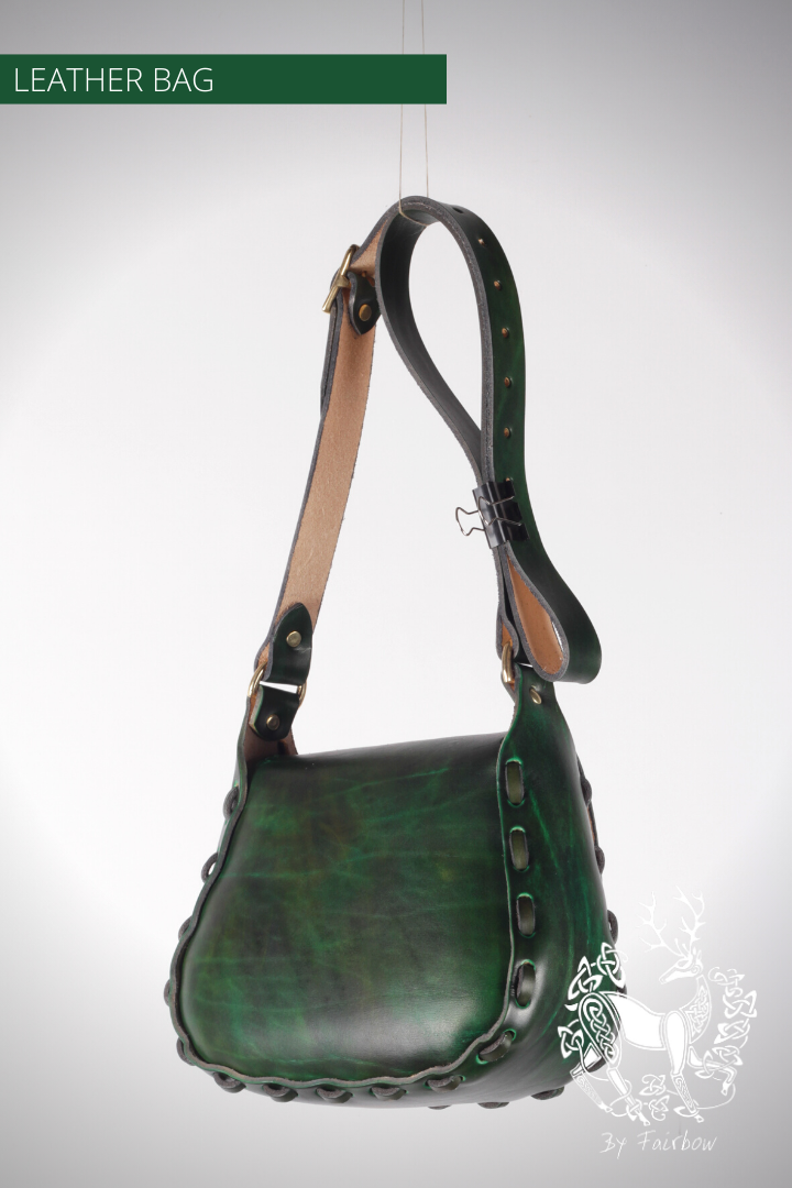 HANDCARVED LEATHER BAG WITH GREEN MAN DESIGN-Bag-Fairbow-Fairbow