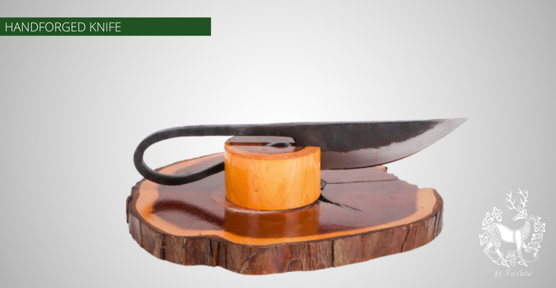 HANDFORGED VIKING EATING KNIFE BLACK, WITH LEATHER SCABBARD-Knife-Fairbow-Fairbow