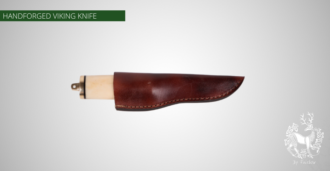 HANDFORGED VIKING KNIFE WITH SCABBARD AND BRASS POMMEL AND BOLSTER 9-Knife-Fairbow-Fairbow