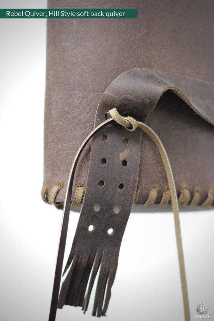 REBEL BACK QUIVER CLASSIC HILL STYLE SOFT LEATHER QUIVER-Quiver-Fairbow-IN STOCK RIGHT HANDED DARK BROWN 24 INCH TUBE-Fairbow