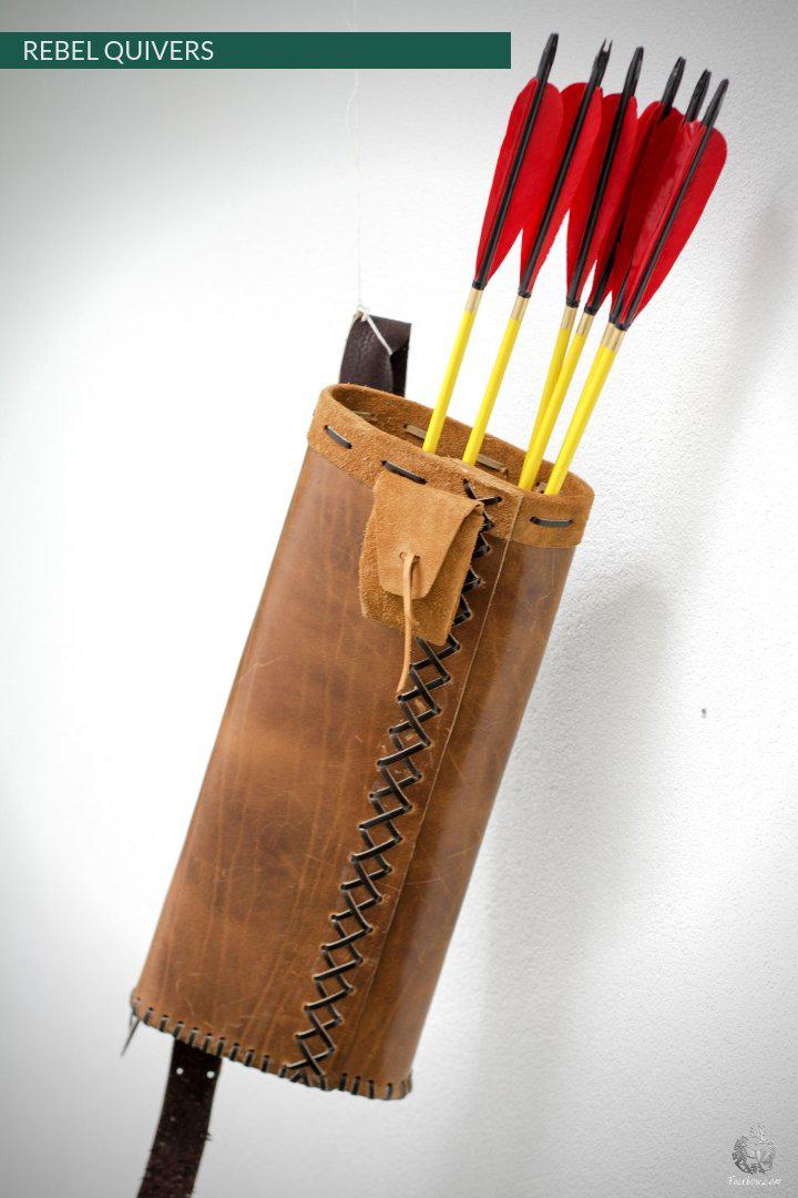 REBEL BACK QUIVER CLASSIC HILL STYLE SOFT LEATHER QUIVER-Quiver-Fairbow-IN STOCK RIGHT HANDED DARK BROWN 24 INCH TUBE-Fairbow