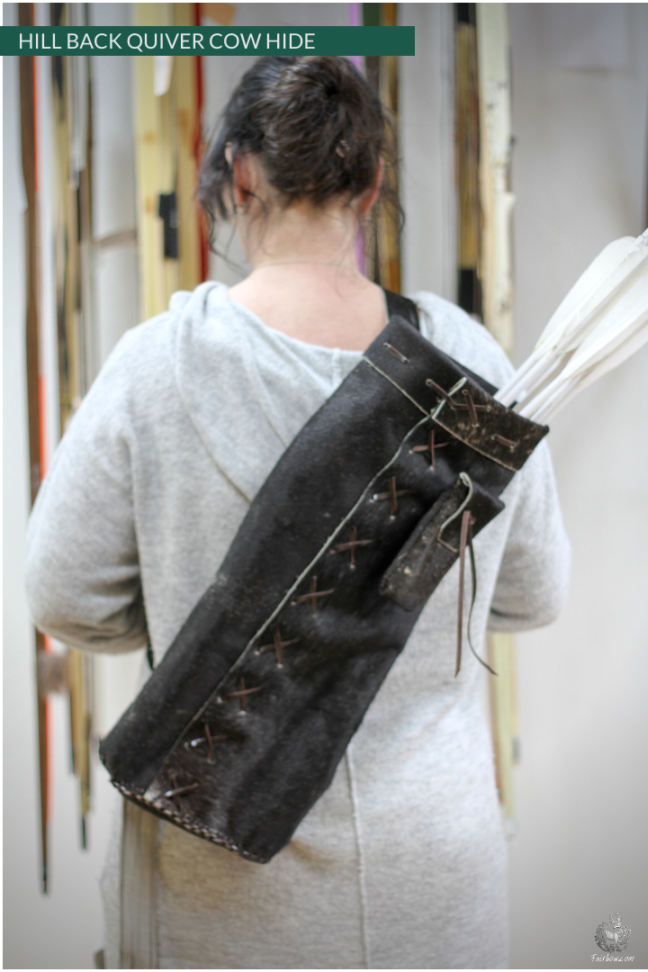 REBEL BACK QUIVER CLASSIC HILL STYLE SOFT LEATHER QUIVER-Quiver-Fairbow-IN STOCK RIGHT HANDED DARK BROWN 24 INCH TUBE-Fairbow