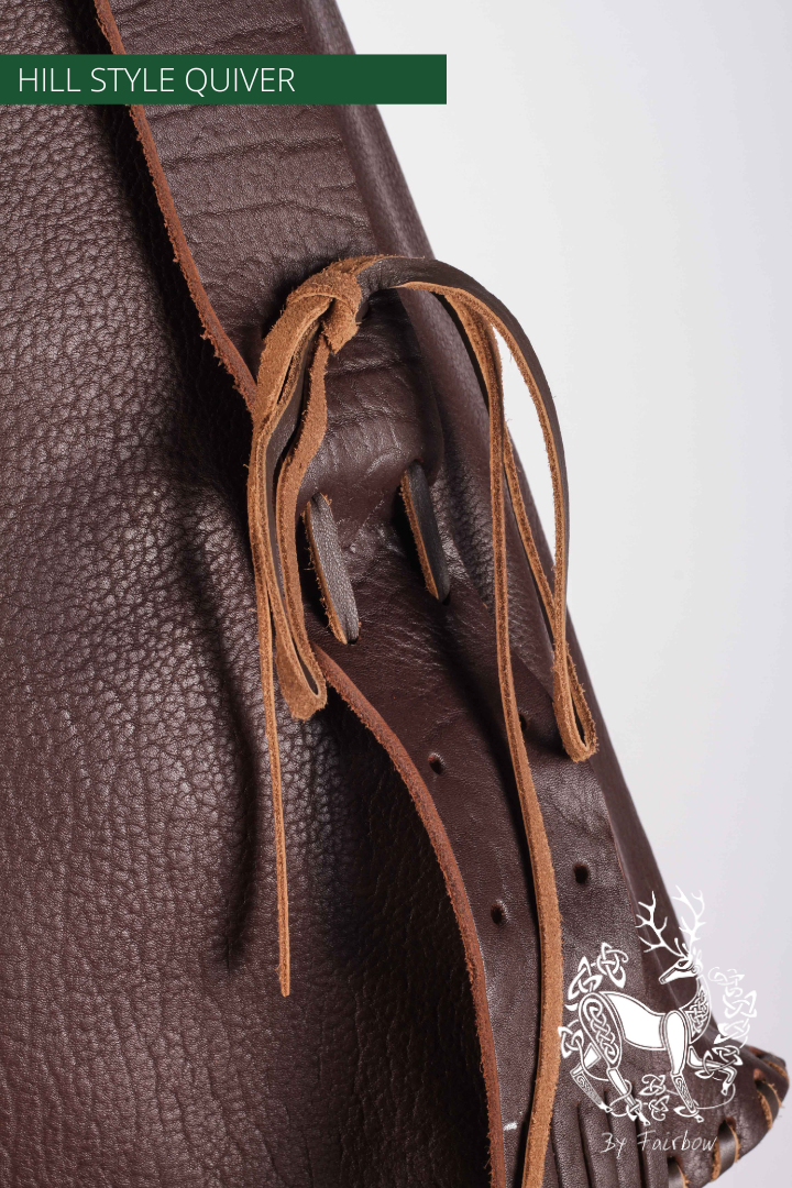 REBEL BACK QUIVER CLASSIC HILL STYLE SOFT LEATHER QUIVER-Quiver-Fairbow-IN STOCK RIGHT HANDED DARK BROWN 24 INCH TUBE-Fairbow