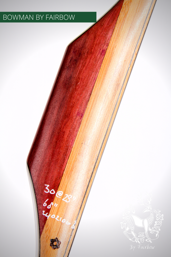 THE BOWMAN AMERICAN SEMI LONGBOW BY FAIRBOW 30@28 WITH PURPLEHEART CAP-Bow-Fairbow-Fairbow