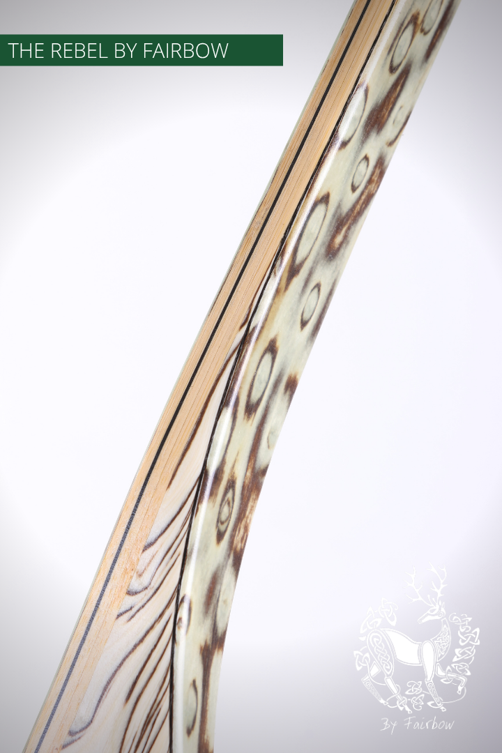 THE REBEL BOW 34@28 CLEAR GLASS, PEAR AND SPALTED BIRDSEYE MAPLE-Bow-Fairbow-Fairbow