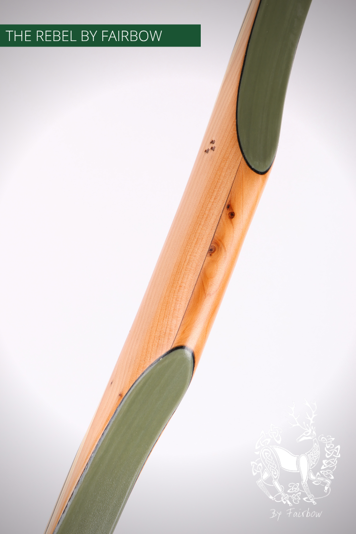 THE REBEL BOW 41@28 GREEN GLASS, YEW RISER, BAMBOO CORES-Bow-Fairbow-Fairbow
