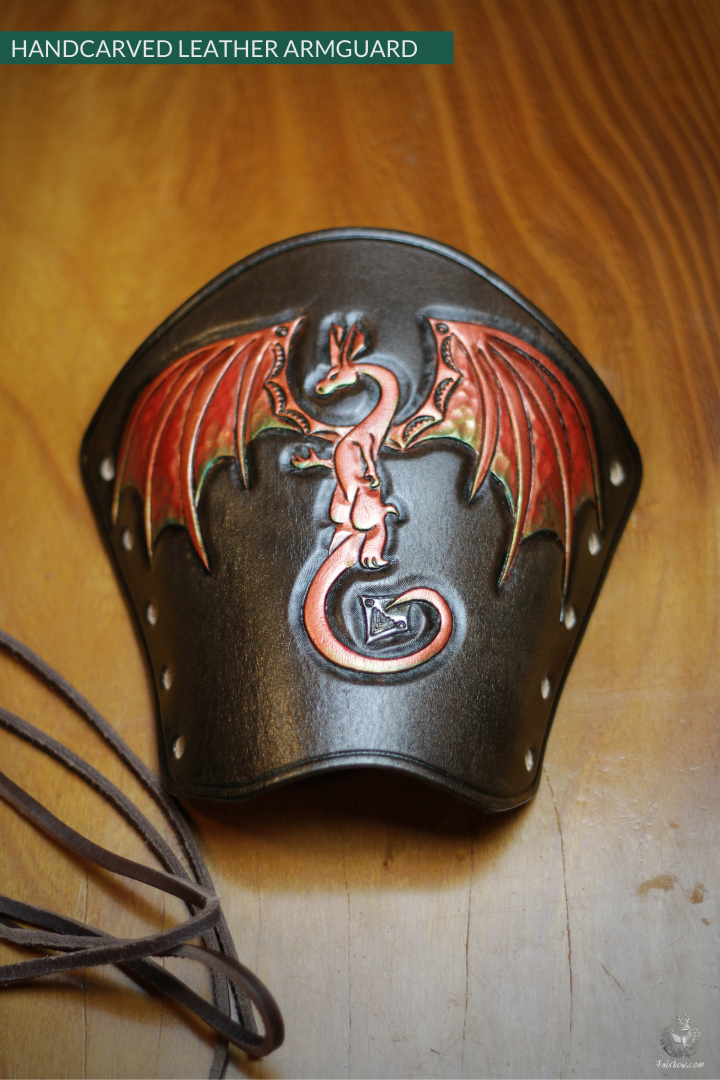 ARMGUARD THICK HANDCARVED RED DRAGON-Protection-Fairbow-Fairbow