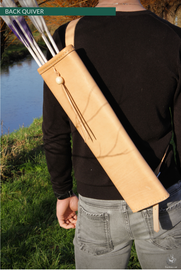 BACK QUIVER CLASSIC 60's STYLE VEG TANNED LEATHER QUIVER-Quiver-Fairbow-Left handed-Fairbow