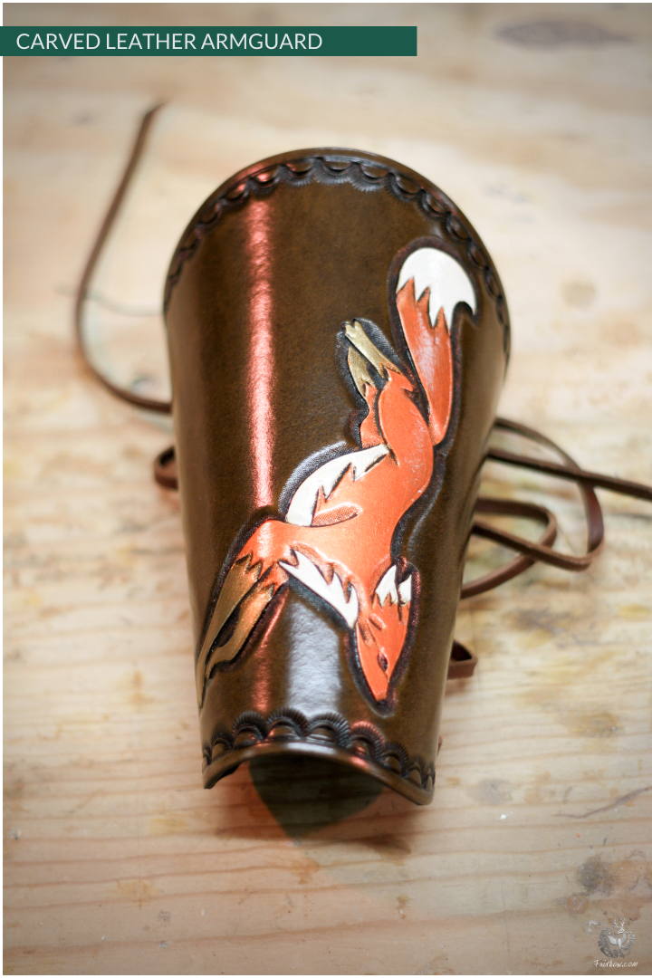 CARVED LEATHER ARMGUARD (FOX DESIGN)-Protection-Fairbow-Fairbow