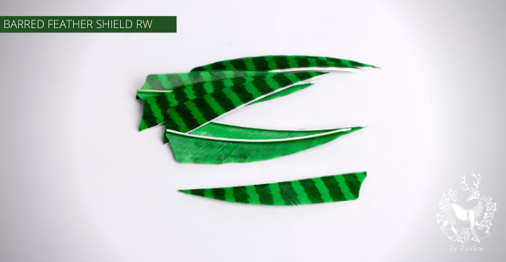 FEATHERS BARRED 4 INCH SHIELD PER DOZEN (RW)-Feathers-Fairbow-White - Black-Fairbow