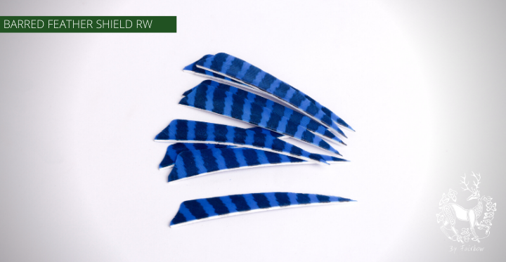 FEATHERS BARRED 4 INCH SHIELD PER DOZEN (RW)-Feathers-Fairbow-White - Black-Fairbow
