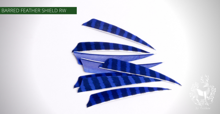 FEATHERS BARRED 4 INCH SHIELD PER DOZEN (RW)-Feathers-Fairbow-White - Black-Fairbow