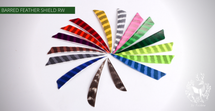 FEATHERS BARRED 4 INCH SHIELD PER DOZEN (RW)-Feathers-Fairbow-White - Black-Fairbow
