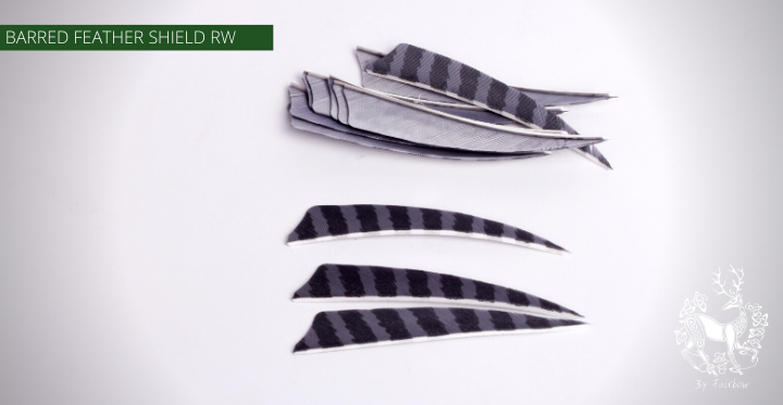 FEATHERS BARRED 5 INCH SHIELD PER DOZEN (RW)-Feathers-Fairbow-Grey - Black-Fairbow