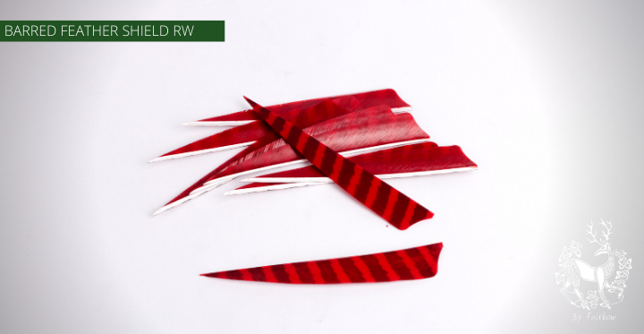 FEATHERS BARRED 5 INCH SHIELD PER DOZEN (RW)-Feathers-Fairbow-White - Black-Fairbow