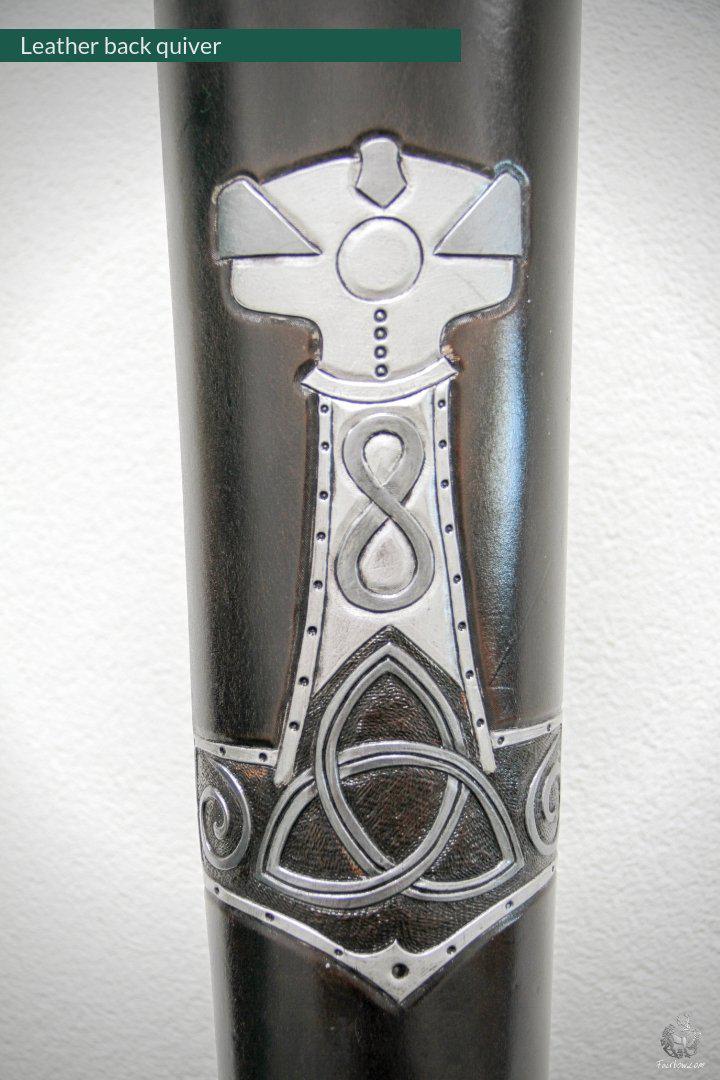 LEATHER BACK QUIVER WITH HAMMER OF THOR DESIGN-Quiver-Fairbow-Fairbow