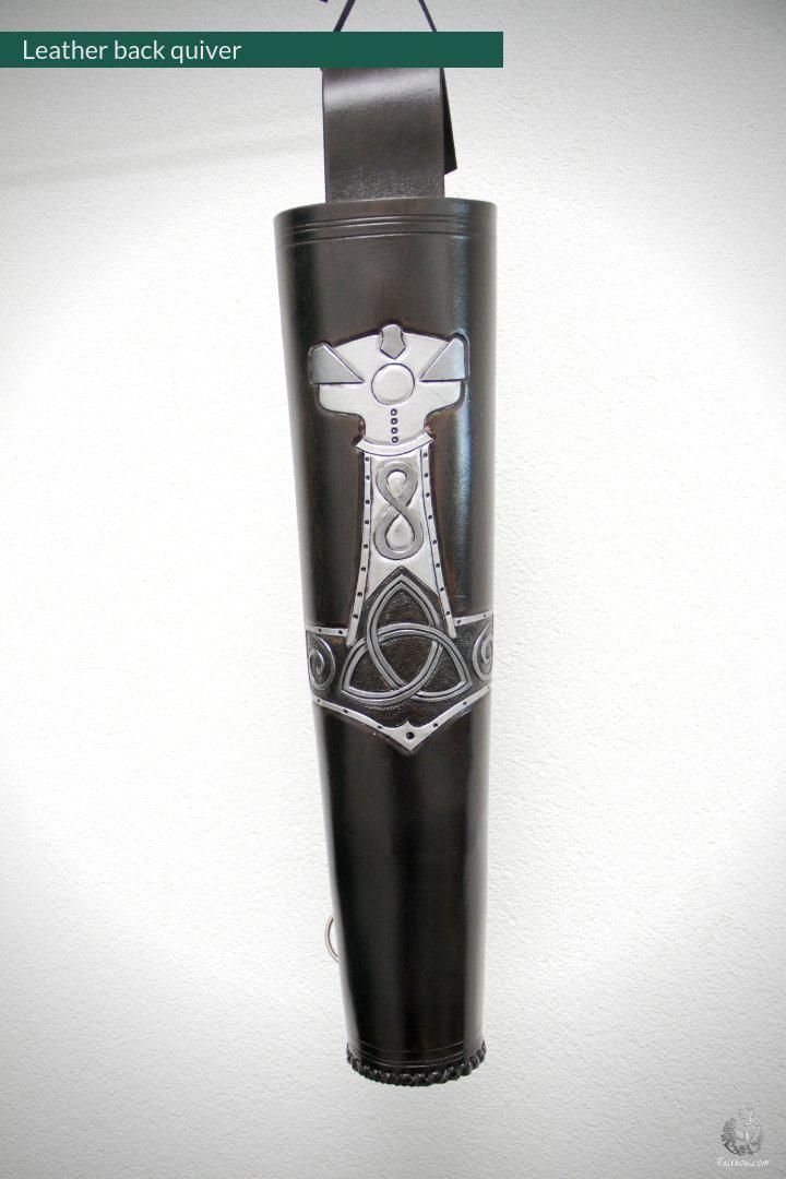 LEATHER BACK QUIVER WITH HAMMER OF THOR DESIGN-Quiver-Fairbow-Fairbow