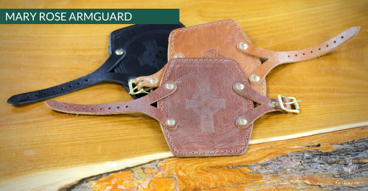LEATHER MARY ROSE ARMGUARD WITH IMPRINT-Protection-Fairbow-Black-Fairbow