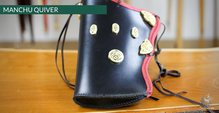 MANCHU QUIVER, THICK SADDLER QUALITY LEATHER, HANDMADE, ORNAMENTED-Fairbow-Fairbow