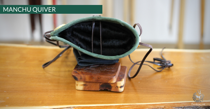 MANCHU QUIVER, THICK SADDLER QUALITY LEATHER, HANDMADE, ORNAMENTED GREEN-Fairbow-Fairbow