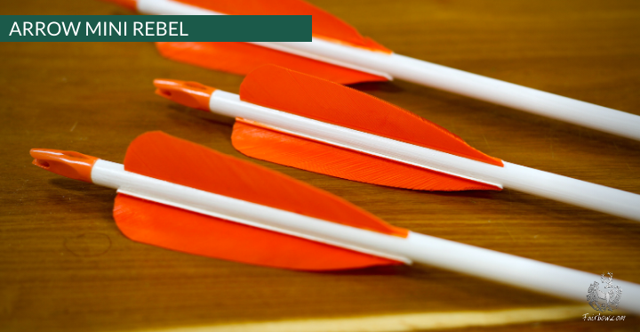 REBEL ARROWS, 4.1 INCH OR 6.2 INCH HIGH PARABOLIC FEATHERS WOODEN SHAFT PLASTIC NOCK SET OF 6-Arrow-Fairbow-Fairbow