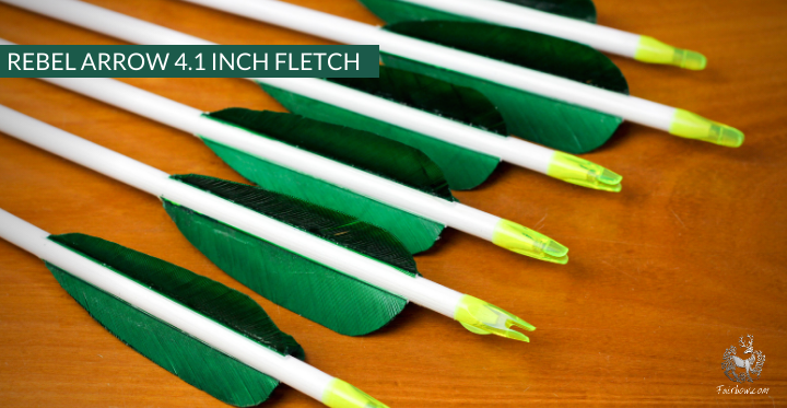 REBEL ARROWS, 4.1 INCH OR 6.2 INCH HIGH PARABOLIC FEATHERS WOODEN SHAFT PLASTIC NOCK SET OF 6-Arrow-Fairbow-Fairbow