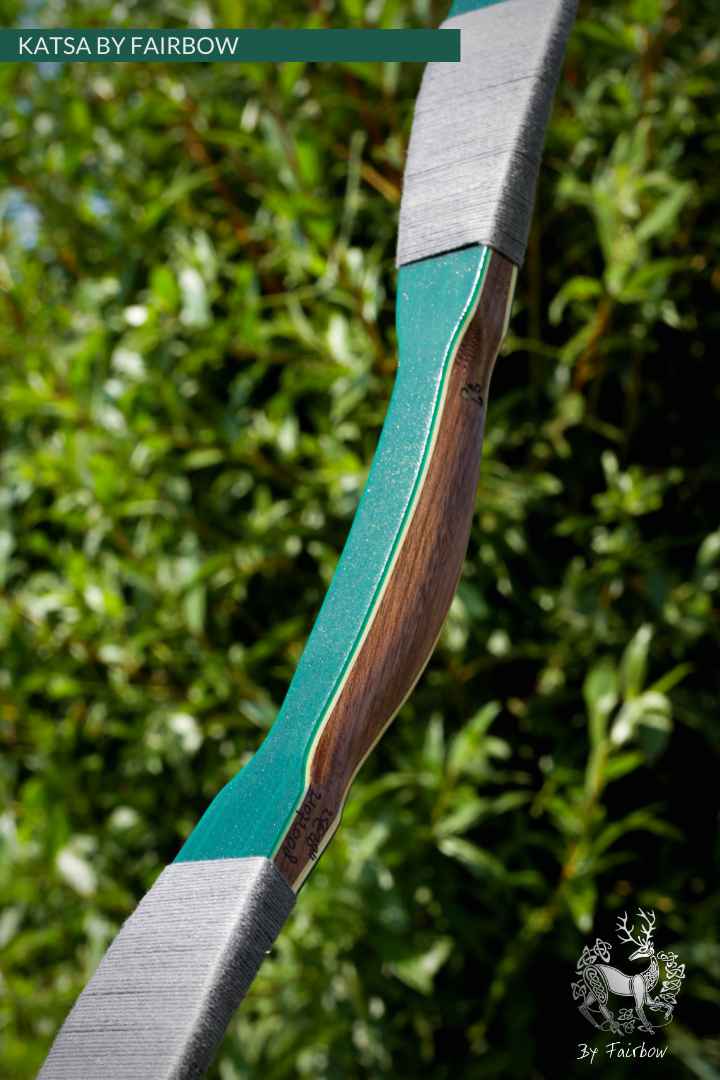 THE KATSA BOW, 25 LB, WALNUT, GREEN, SWIRLY DARK NOCKS-Bow-Fairbow-Fairbow