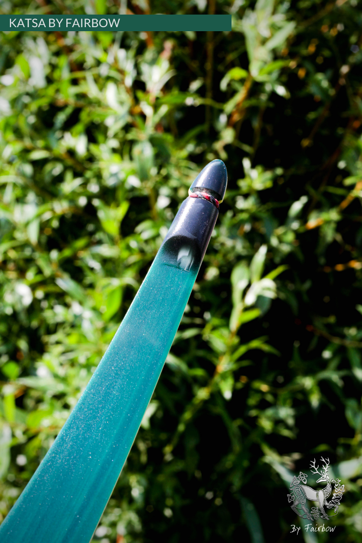 THE KATSA BOW, 25 LB, WALNUT, GREEN, SWIRLY DARK NOCKS-Bow-Fairbow-Fairbow