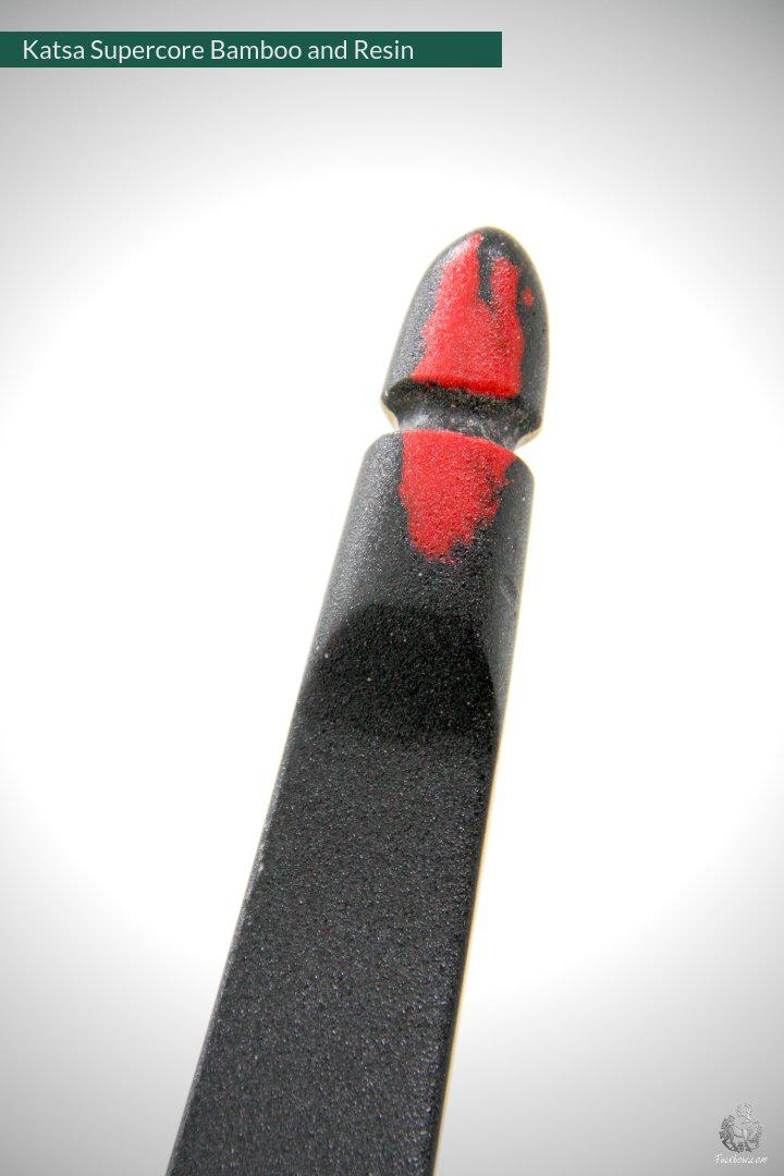 THE KATSA BOW, 27 LBS @ 28 INCH BLACK GLASS WITH SMOKEY BLACK AND RED NOCKS-Bow-Fairbow-Fairbow
