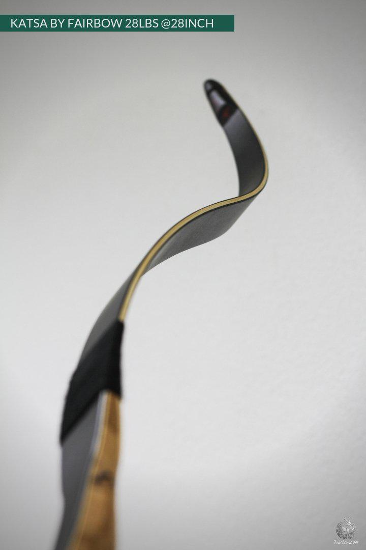 THE KATSA BOW, 28 LBS @ 28 INCH BLACK GLASS WITH SMOKEY BLACK AND RED NOCKS-Bow-Fairbow-Fairbow