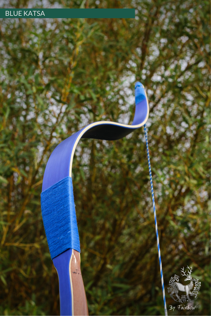 THE KATSA BOW 37 LB BLUE GLASS WITH CURLY BLUE NOCKS-Bow-Fairbow-Fairbow