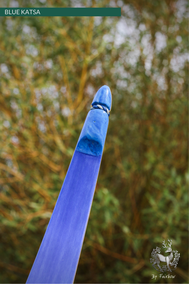 THE KATSA BOW 37 LB BLUE GLASS WITH CURLY BLUE NOCKS-Bow-Fairbow-Fairbow