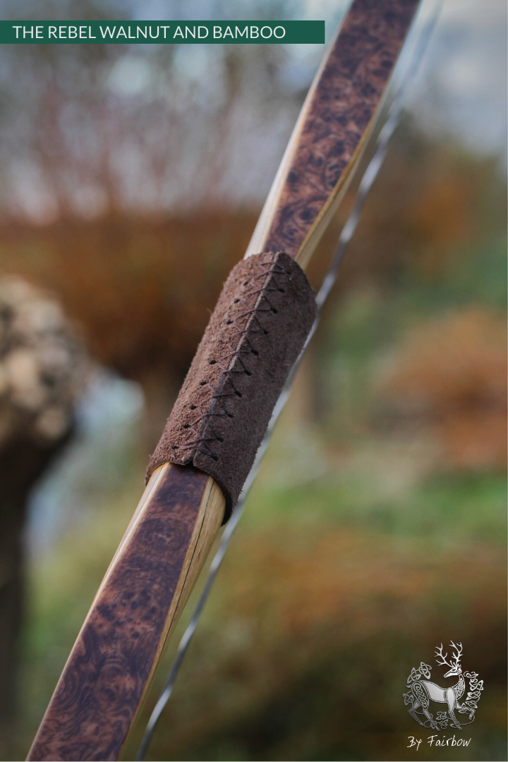 DER REBEL, BOGEN MIT BACKSET, 51@28, KLARES GLAS, BAMBUS UND WALNUSS –  Fairbow