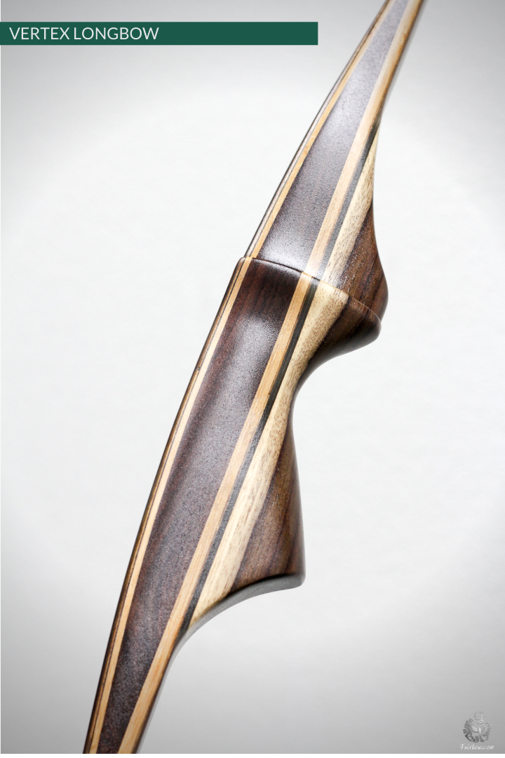 THE VERTEX BOW 68" CLEAR GLASS OVER AFRICAN OLIVE WOOD 72 LBS @ 28 INCH RH-Bow-Fairbow-Fairbow