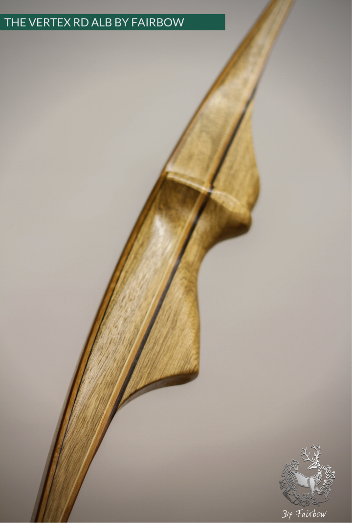 THE VERTEX BOW R-D 64" BLACK LIMBA, BAMBOO-GLASS 38 LBS @ 28 INCH RH-Bow-Fairbow-Fairbow